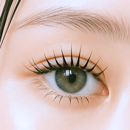 まつ毛パーマを受けた女性の目元